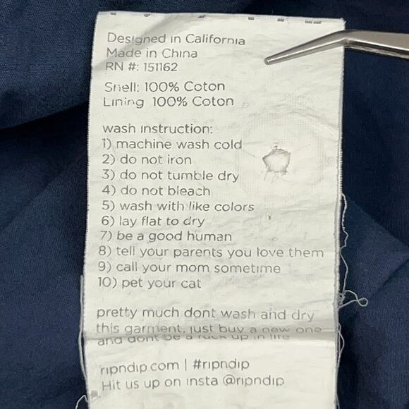 RIPNDIP The Great Wave of Nerm Ripstop Shirt Jacket Skater Skating Blue M Medium - Picture 6 of 7